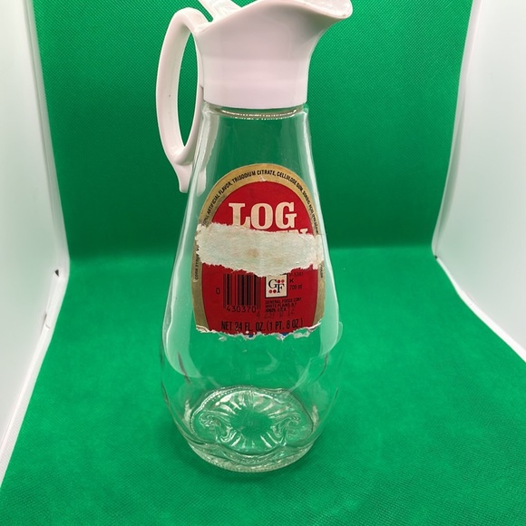 Vintage Glass Log Cabin syrup pitcher 9" - Picture 4 of 6